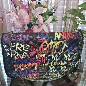 Multicolor Graffiti Chain Shoulder Bag
